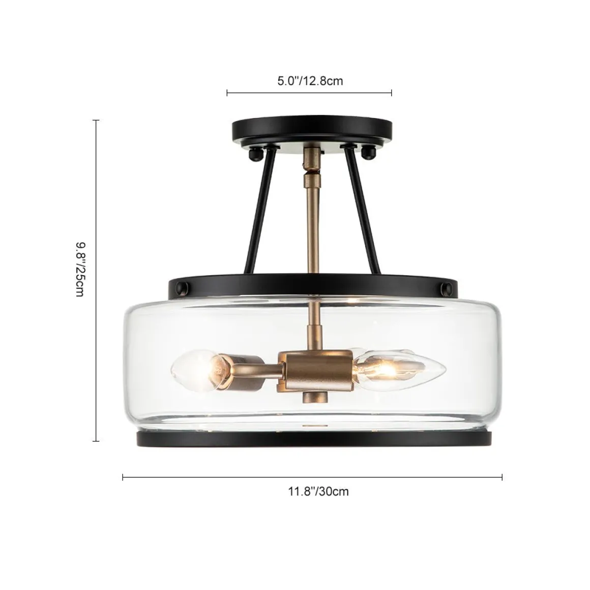 Modern Farmhouse Drum Glass Semi Flush Mount