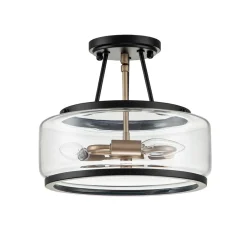 Modern Farmhouse Drum Glass Semi Flush Mount