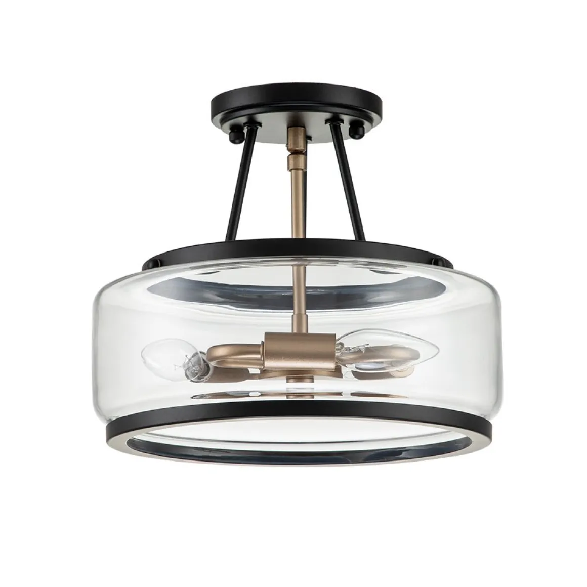 Modern Farmhouse Drum Glass Semi Flush Mount