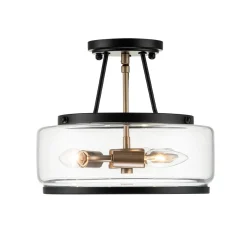 Modern Farmhouse Drum Glass Semi Flush Mount