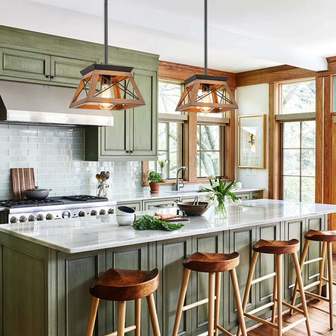 Modern Farmhouse Geometric Lantern Pendant Light