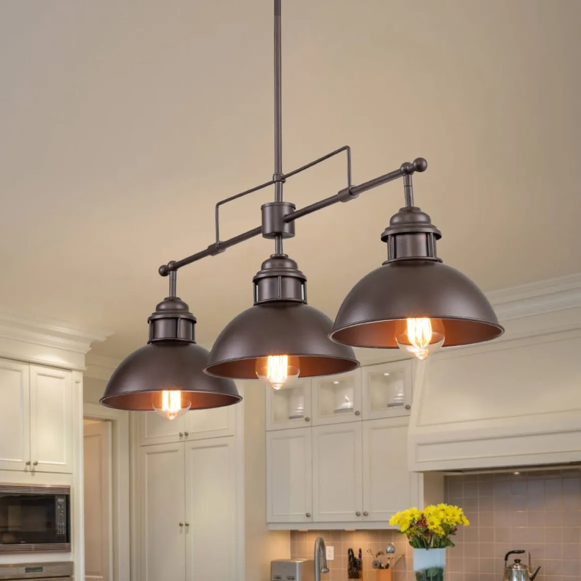 Modern Farmhouse 3-light Island Pot Lid Dome Pendant