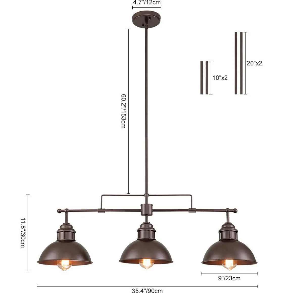 Modern Farmhouse 3-light Island Pot Lid Dome Pendant