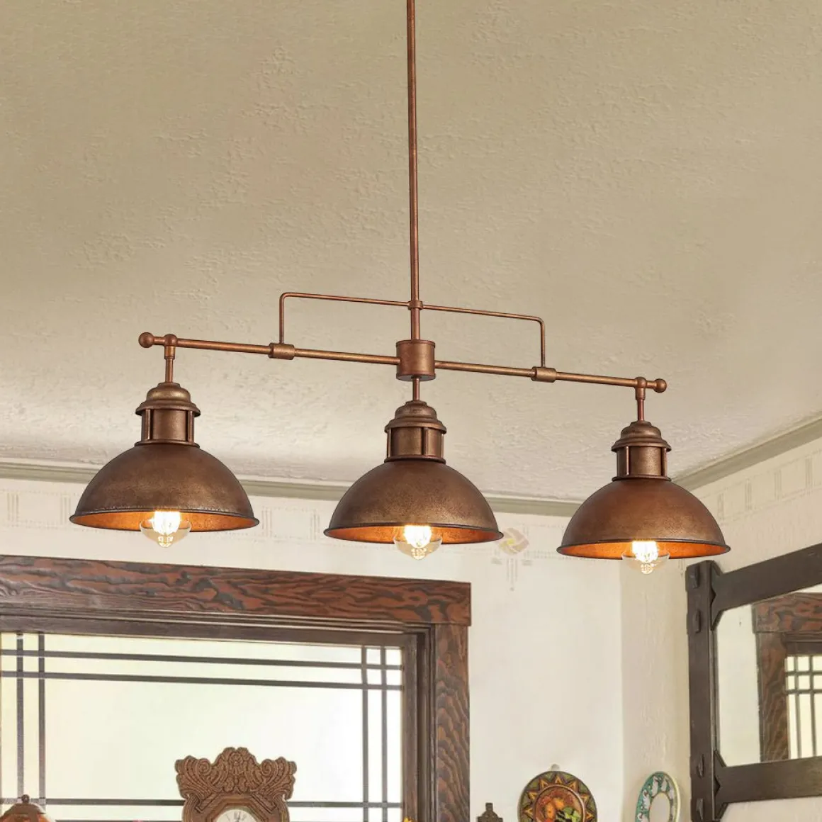 Modern Farmhouse 3-light Island Pot Lid Dome Pendant