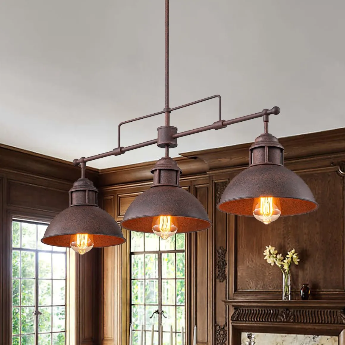 Modern Farmhouse 3-light Island Pot Lid Dome Pendant