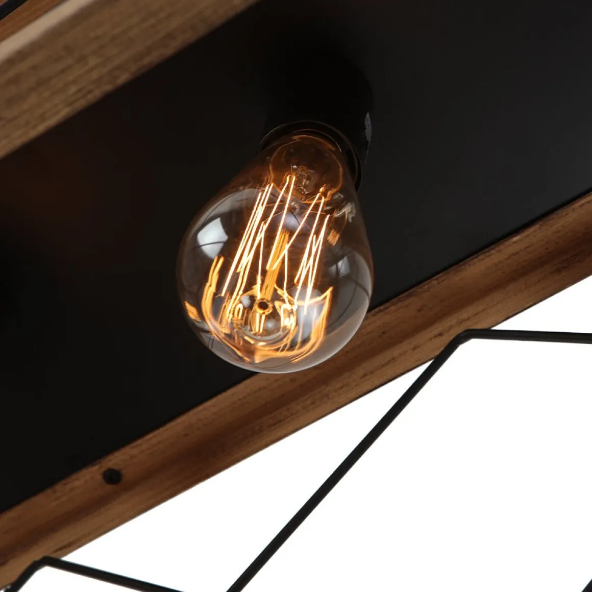 Modern Farmhouse 5-light Kitchen Island Faux Wood Linear Chandelier Pendant