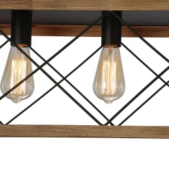 Modern Farmhouse 5-light Kitchen Island Faux Wood Linear Chandelier Pendant
