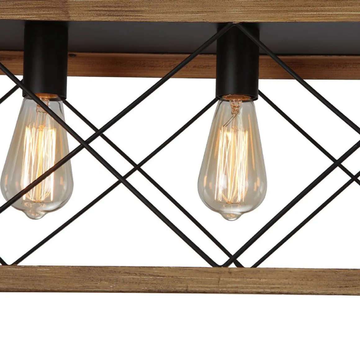Modern Farmhouse 5-light Kitchen Island Faux Wood Linear Chandelier Pendant