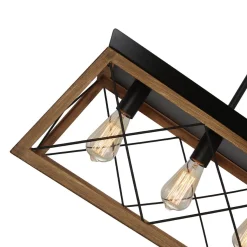 Modern Farmhouse 5-light Kitchen Island Faux Wood Linear Chandelier Pendant