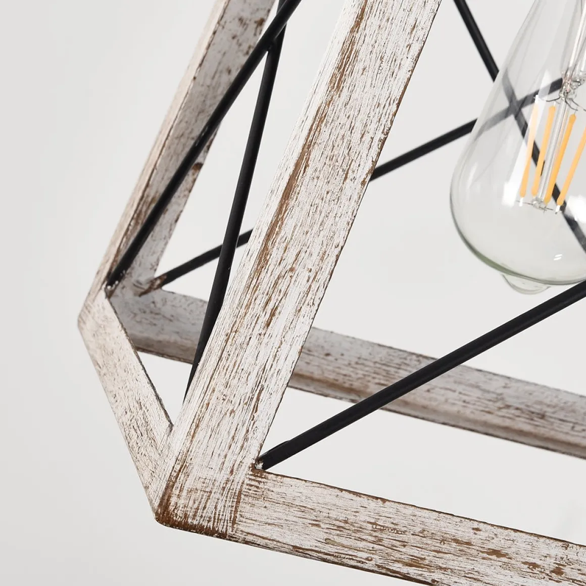 Modern Farmhouse 5-light Kitchen Island Faux Wood Linear Chandelier Pendant
