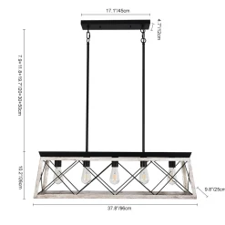 Modern Farmhouse 5-light Kitchen Island Faux Wood Linear Chandelier Pendant