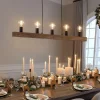 Modern Farmhouse Pine Wooden Linear Island Chandelier