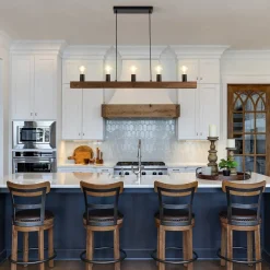 Modern Farmhouse Pine Wooden Linear Island Chandelier