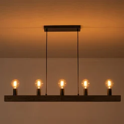 Modern Farmhouse Pine Wooden Linear Island Chandelier