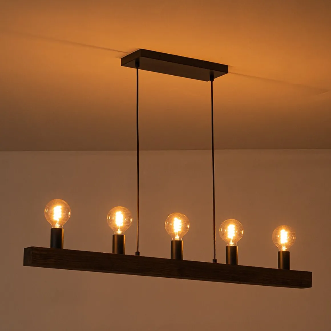 Modern Farmhouse Pine Wooden Linear Island Chandelier