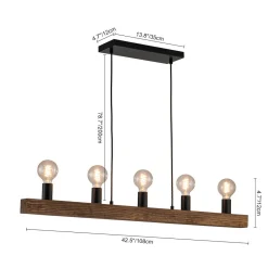Modern Farmhouse Pine Wooden Linear Island Chandelier