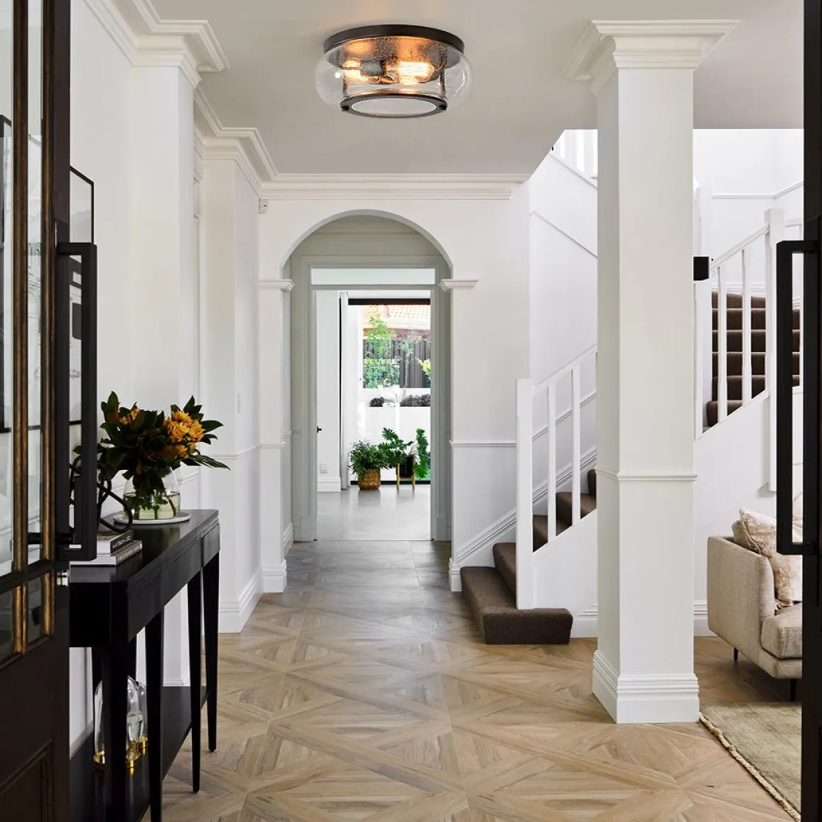Modern Farmhouse Seeded Glass Round Ceiling Light