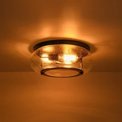 Modern Farmhouse Seeded Glass Round Ceiling Light