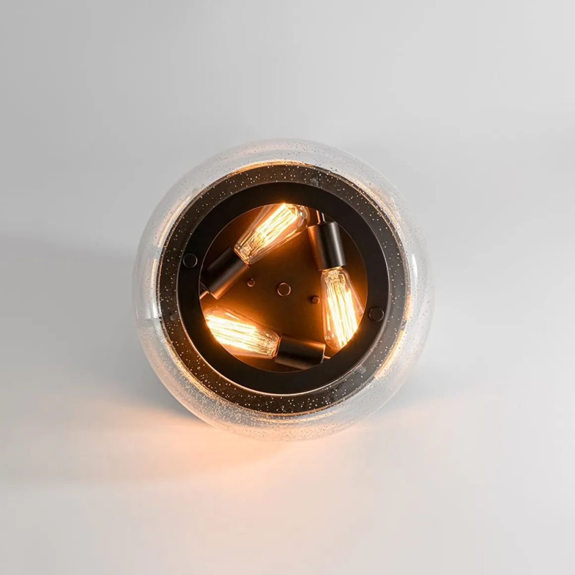 Modern Farmhouse Seeded Glass Round Ceiling Light