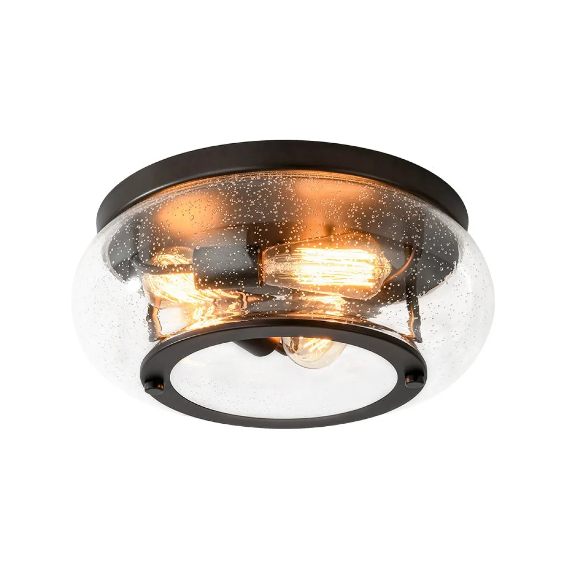 Modern Farmhouse Seeded Glass Round Ceiling Light