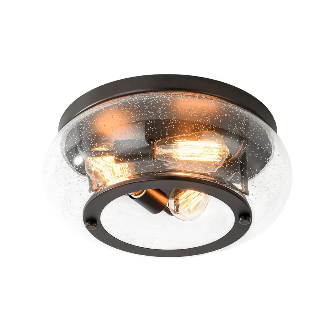 Modern Farmhouse Seeded Glass Round Ceiling Light