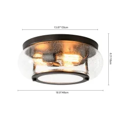 Modern Farmhouse Seeded Glass Round Ceiling Light