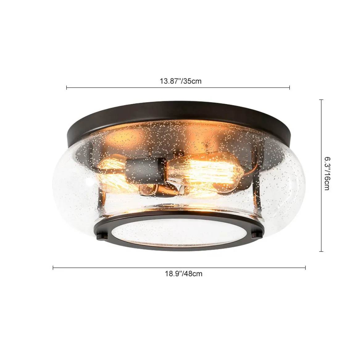 Modern Farmhouse Seeded Glass Round Ceiling Light