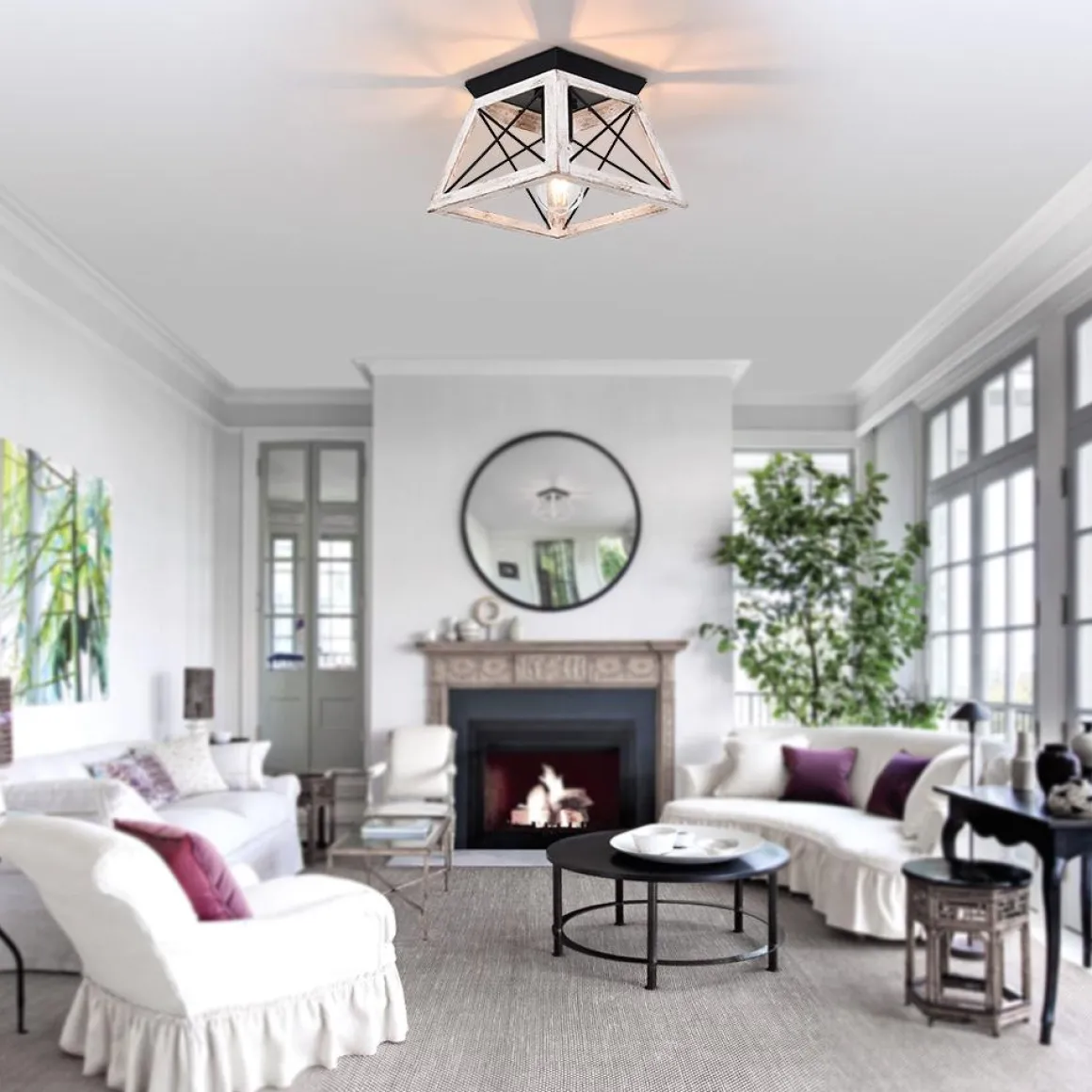 Modern Farmhouse Square Flush Mount Light