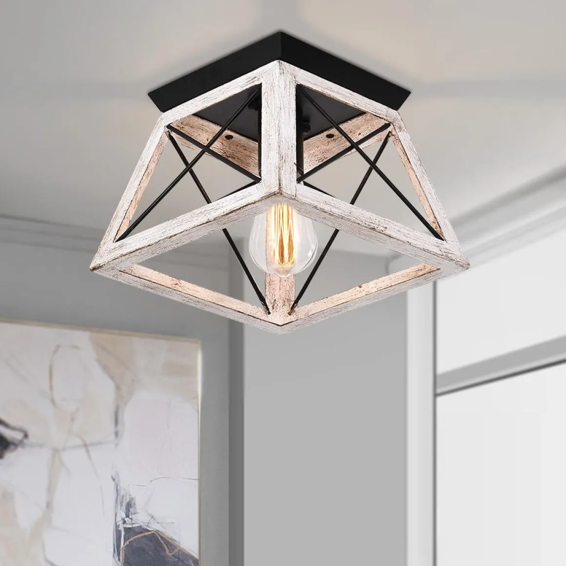 Modern Farmhouse Square Flush Mount Light