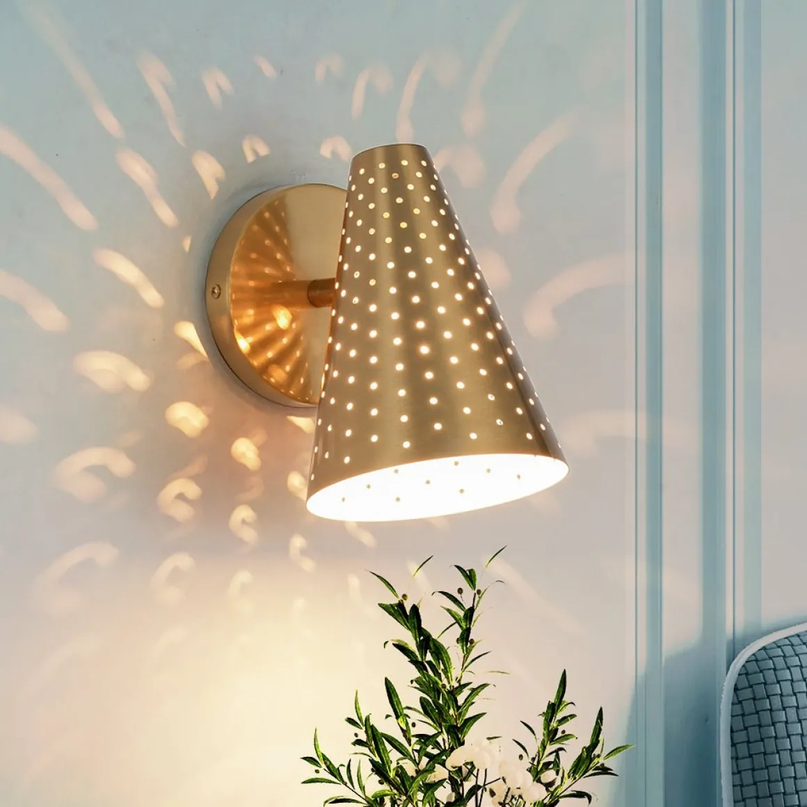 Modern Funky 1-Light Starry Pinhole Cone Wall Sconce