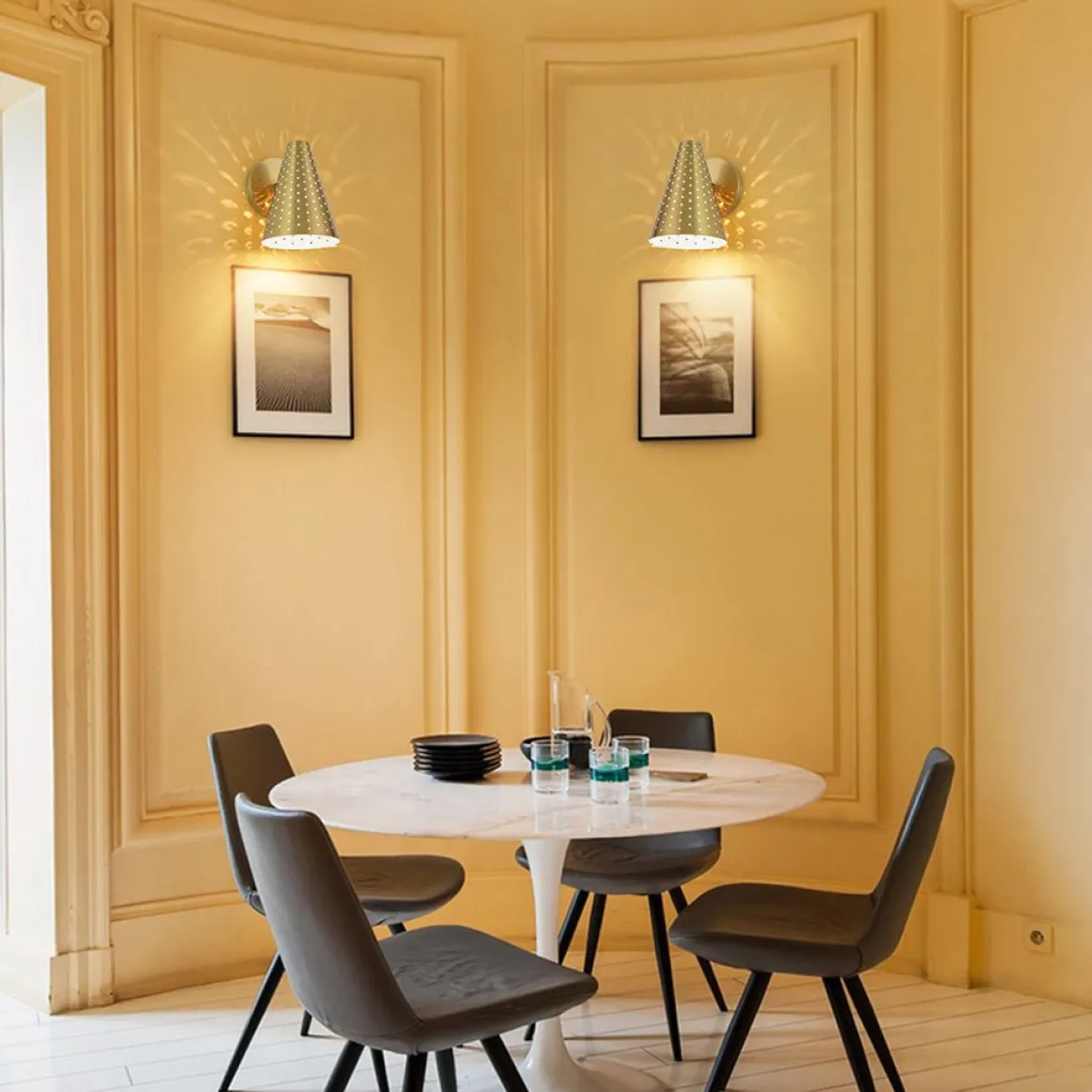 Modern Funky 1-Light Starry Pinhole Cone Wall Sconce