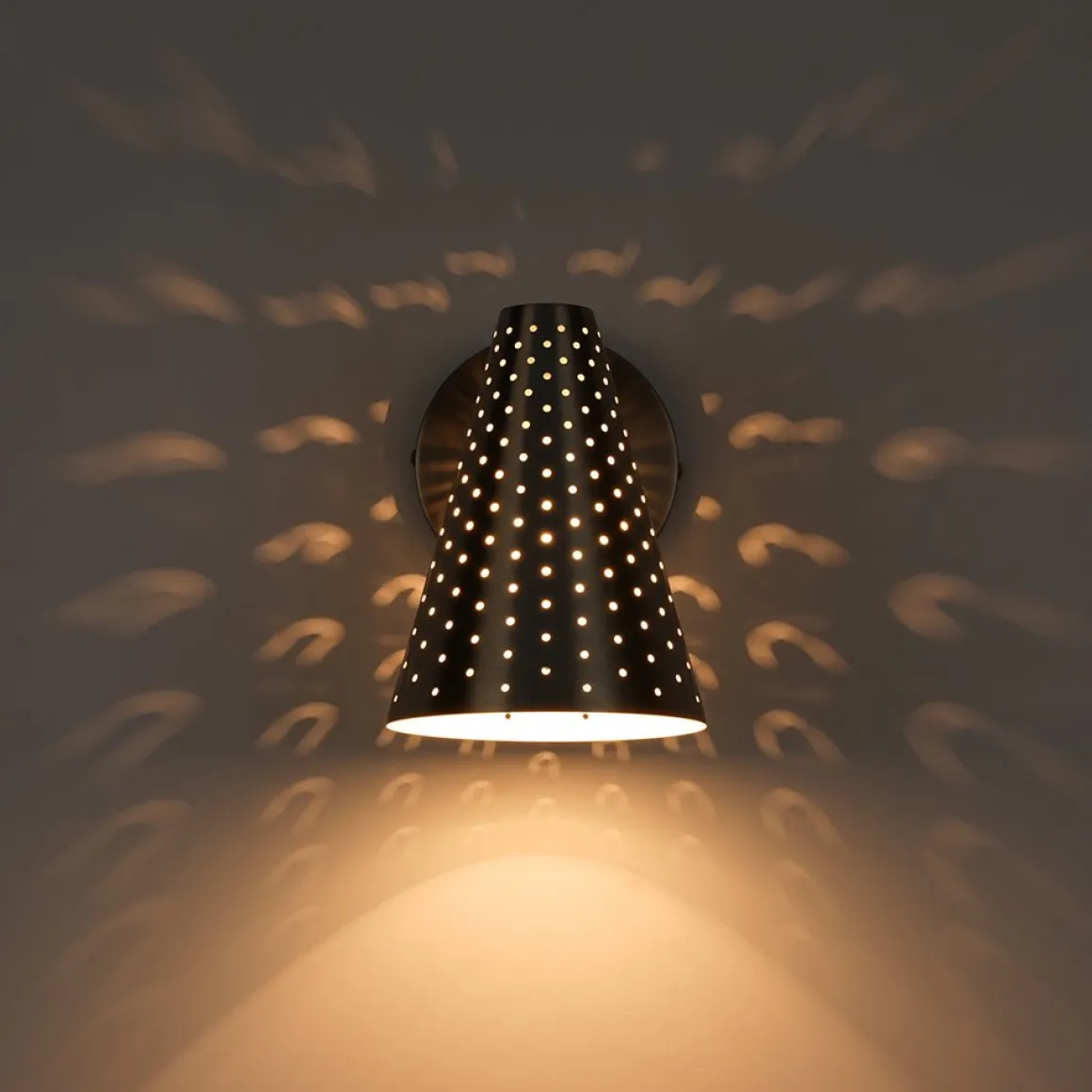 Modern Funky 1-Light Starry Pinhole Cone Wall Sconce