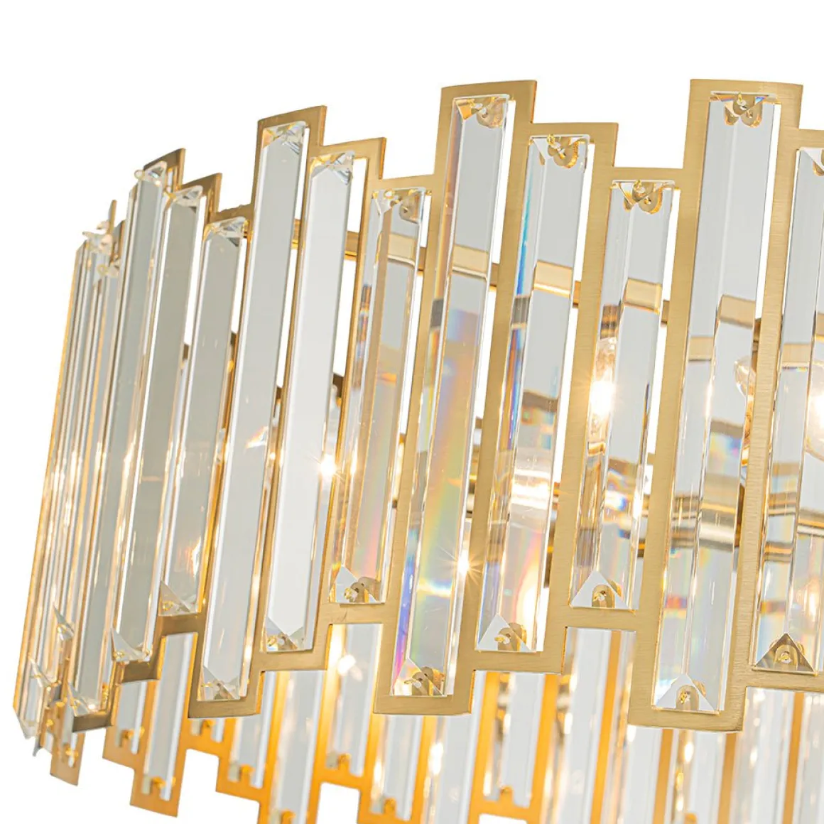 Modern Glam Brass 6-Light Crystal Drum Cage Chandelier