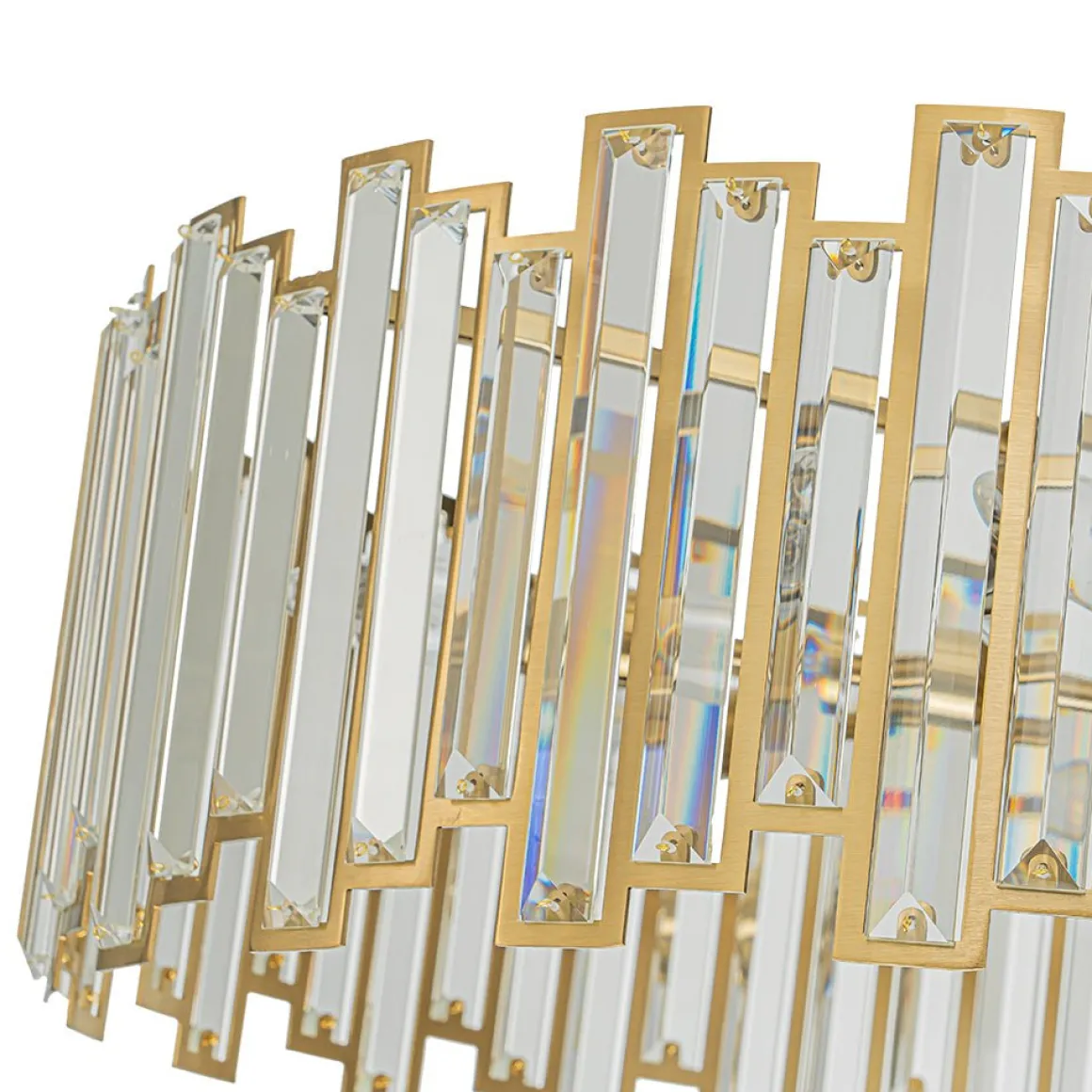 Modern Glam Brass 6-Light Crystal Drum Cage Chandelier
