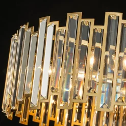 Modern Glam Brass 6-Light Crystal Drum Cage Chandelier