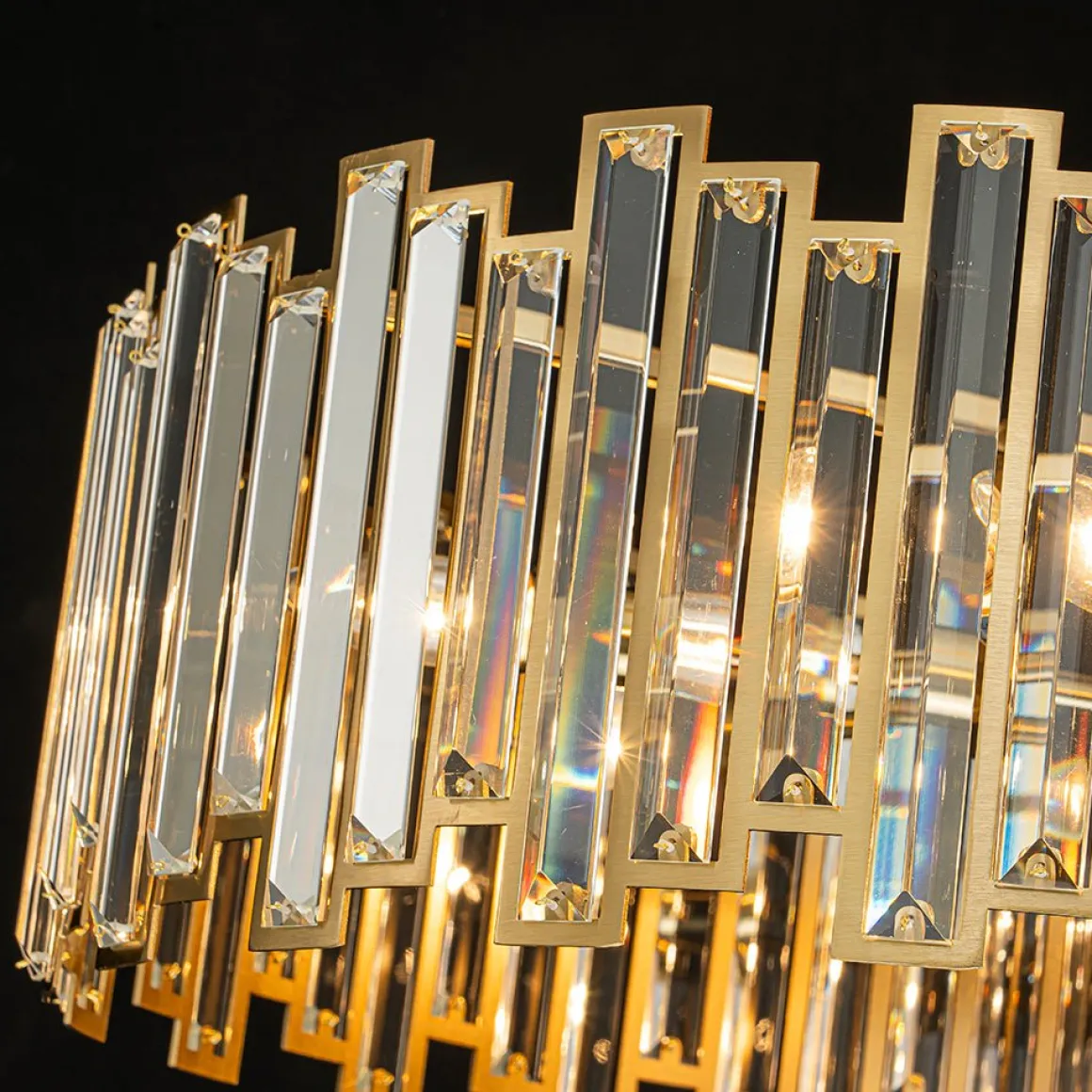 Modern Glam Brass 6-Light Crystal Drum Cage Chandelier