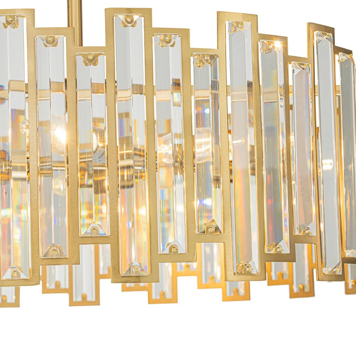 Modern Glam Brass 6-Light Crystal Drum Cage Chandelier