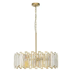 Modern Glam Brass 6-Light Crystal Drum Cage Chandelier