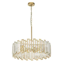 Modern Glam Brass 6-Light Crystal Drum Cage Chandelier
