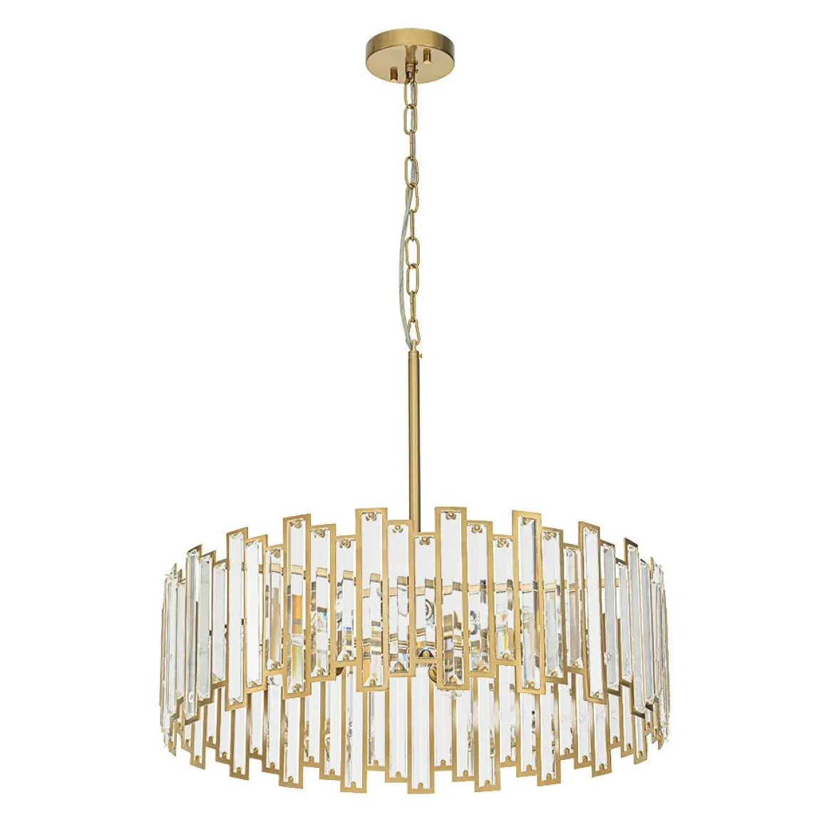 Modern Glam Brass 6-Light Crystal Drum Cage Chandelier