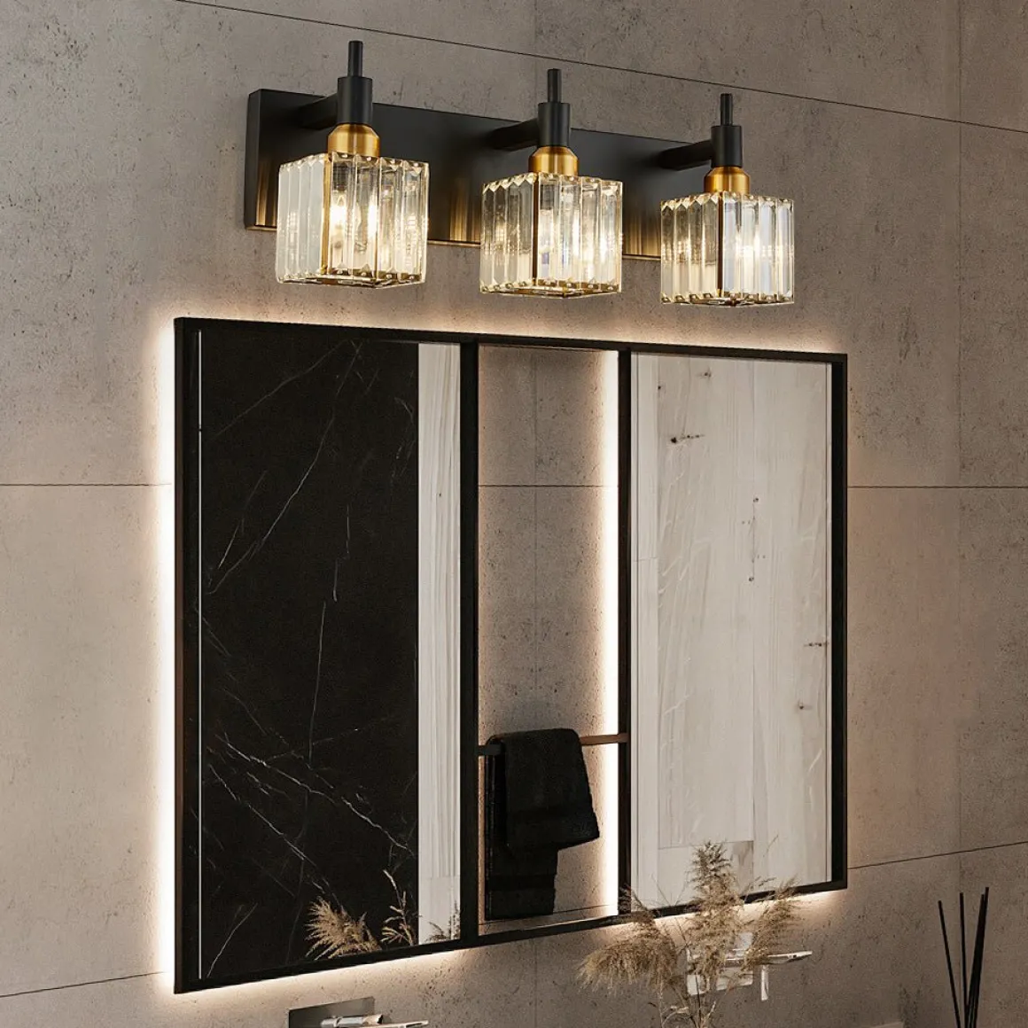 Modern Glam Crystal Bathroom Vanity Light
