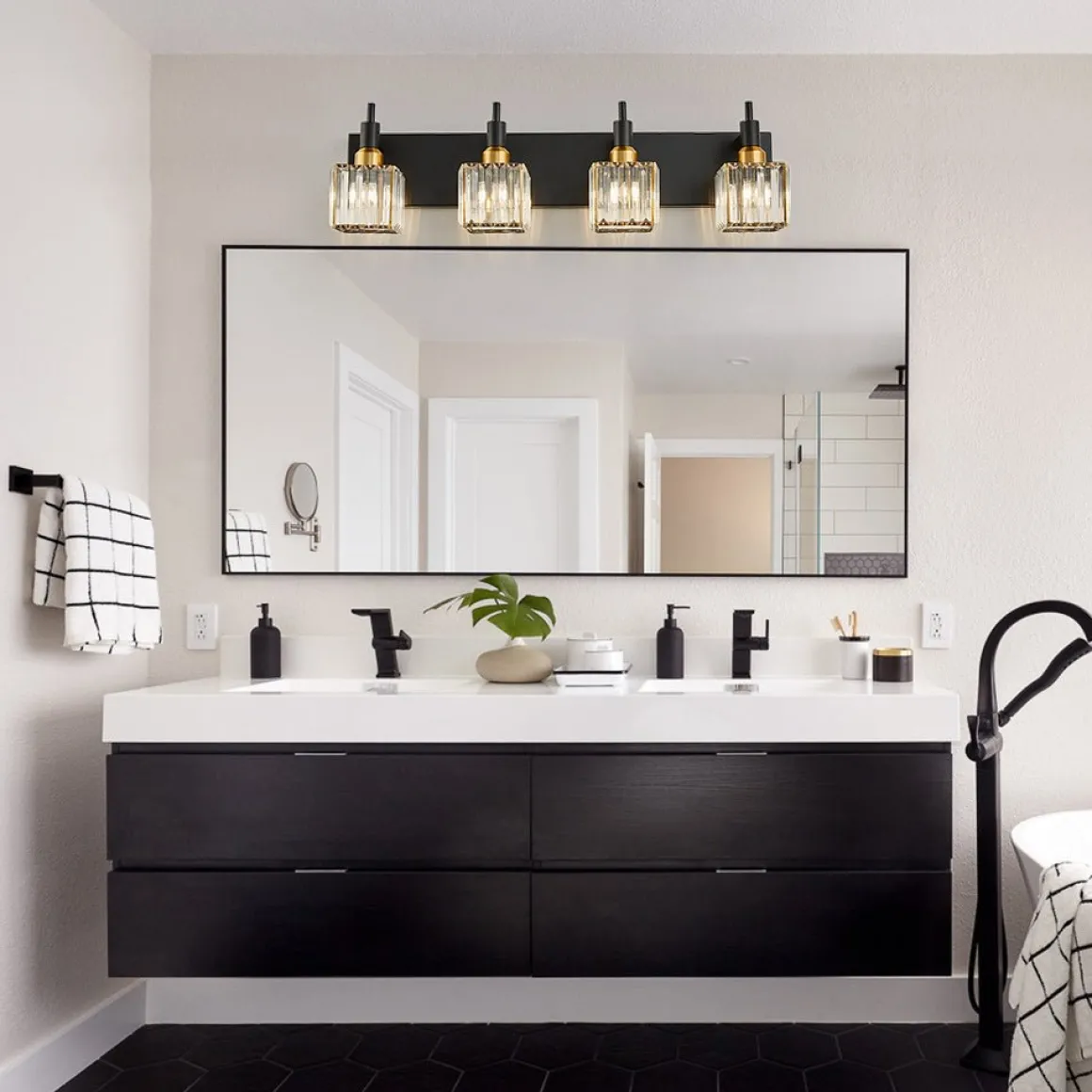 Modern Glam Crystal Bathroom Vanity Light
