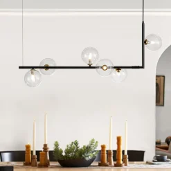 Modern Glass Bubble Kitchen Island Linear Pendant