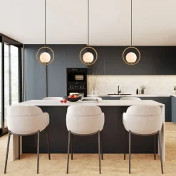 Modern Gold 1-Ring Frosted Globe Single Pendant Light