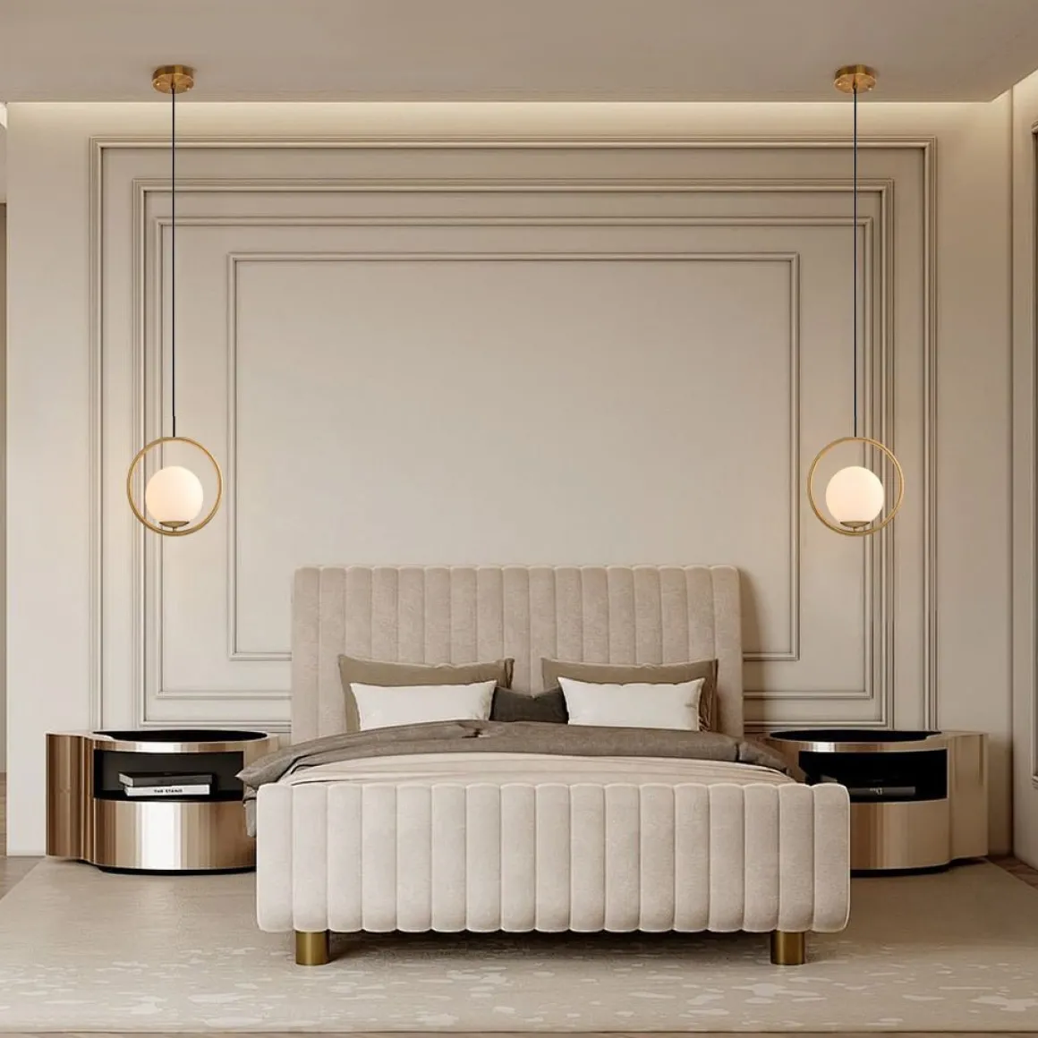 Modern Gold 1-Ring Frosted Globe Single Pendant Light