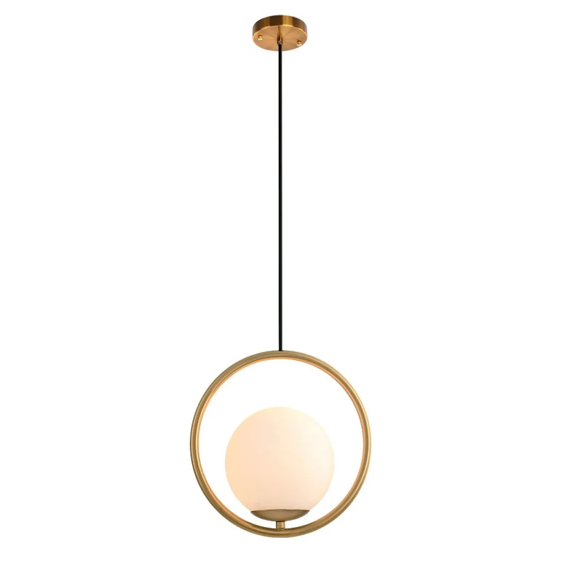Modern Gold 1-Ring Frosted Globe Single Pendant Light
