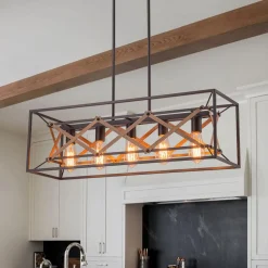 Modern Industrial Cross Linear Island Chandelier