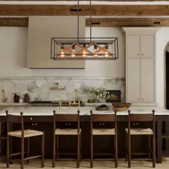 Modern Industrial Cross Linear Island Chandelier