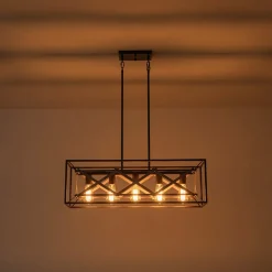 Modern Industrial Cross Linear Island Chandelier