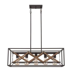 Modern Industrial Cross Linear Island Chandelier